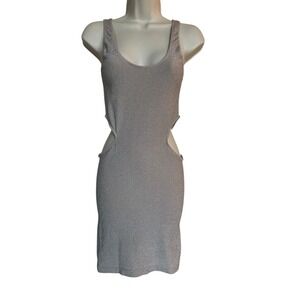 BEBE Shimmery Cutout Bodycon Dress Size Small Mini Y2K Sexy Clubwear Party NYE